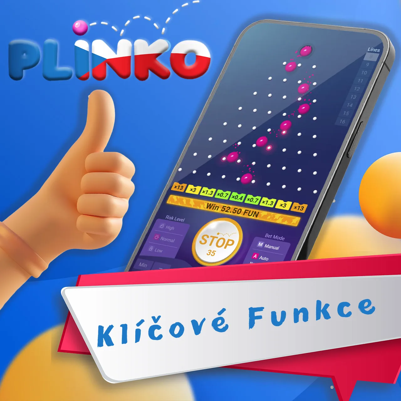 Podívejte se na hlavní vlastnosti hry Plinko